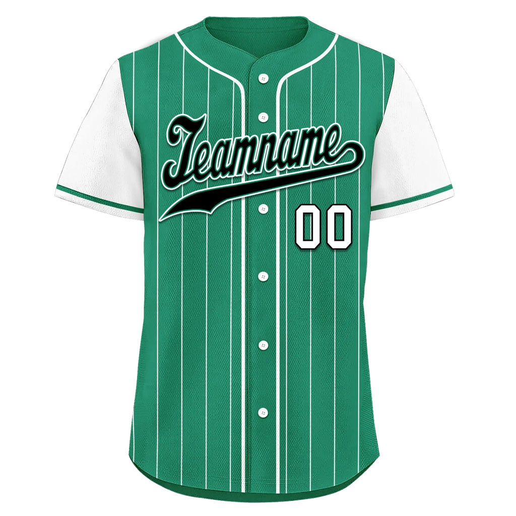 Custom Green White Stripe Fashion Personalized Authentic Baseball Jersey BSBJ01-D017246 - Coolcustomize