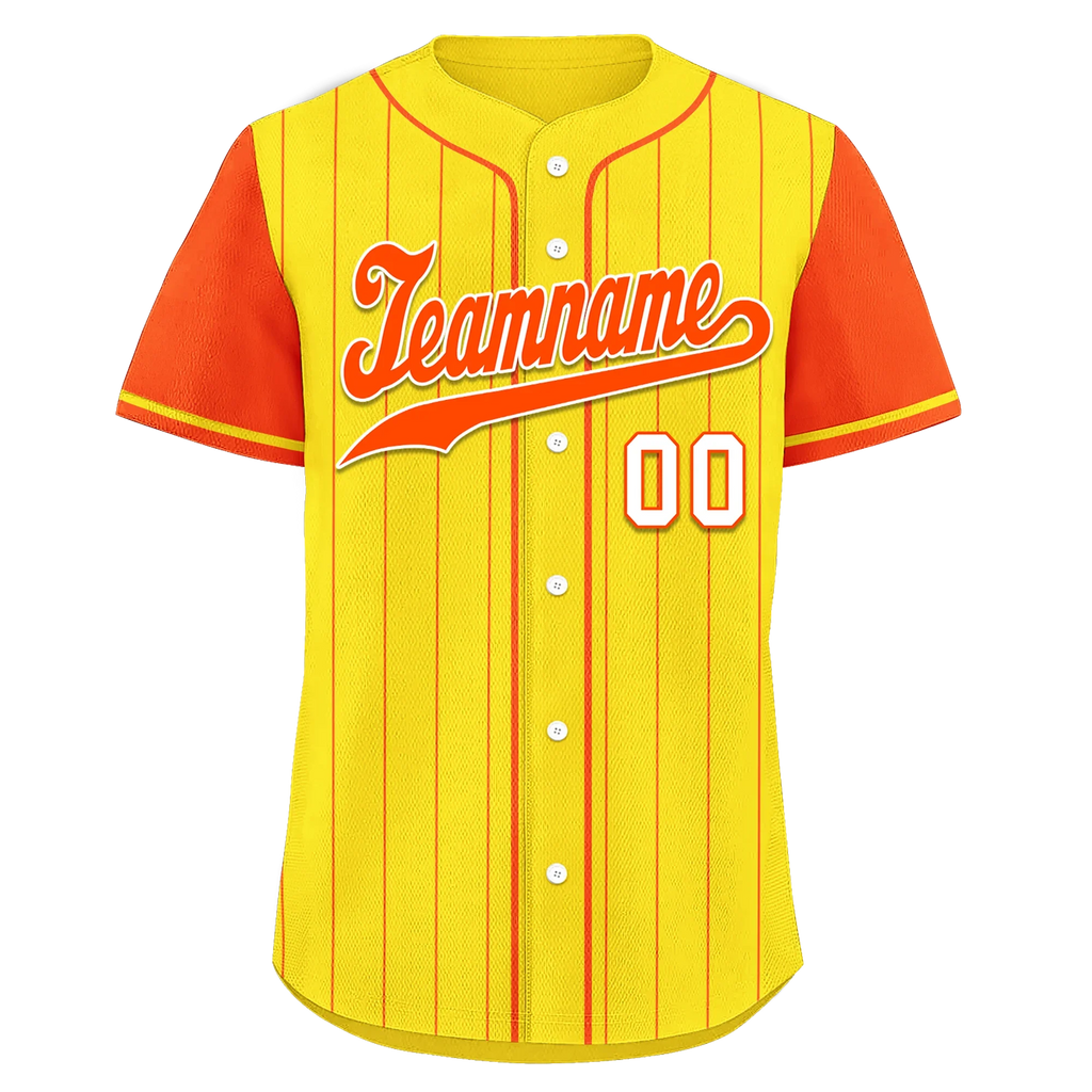 Custom Gold Orange Stripe Fashion Personalized Authentic Baseball Jersey BSBJ01-D017251 - Coolcustomize