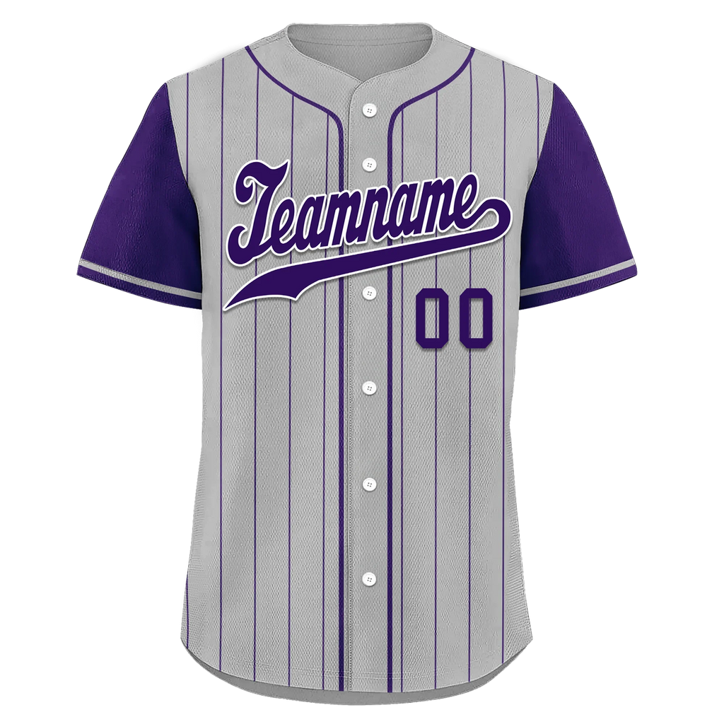 Custom Gray Purple Stripe Fashion Personalized Authentic Baseball Jersey BSBJ01-D017253 - Coolcustomize