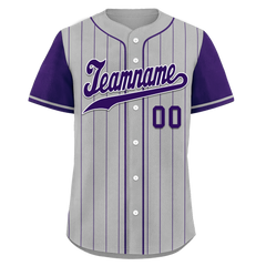 Custom Gray Purple Stripe Fashion Personalized Authentic Baseball Jersey BSBJ01-D017253