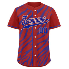 Custom Red Blue Zebra Pattern Personalized Authentic Baseball Jersey BSBJ01-D020201-21