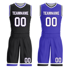 Custom Black Blue Classic Style Reversible Basketball Uniform Personalized Ordinary BBJR-D017036