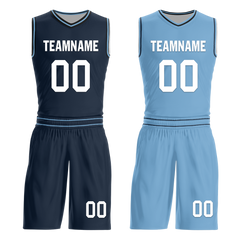 Custom Blue Classic Style Reversible Basketball Uniform Personalized Ordinary BBJR-D017032