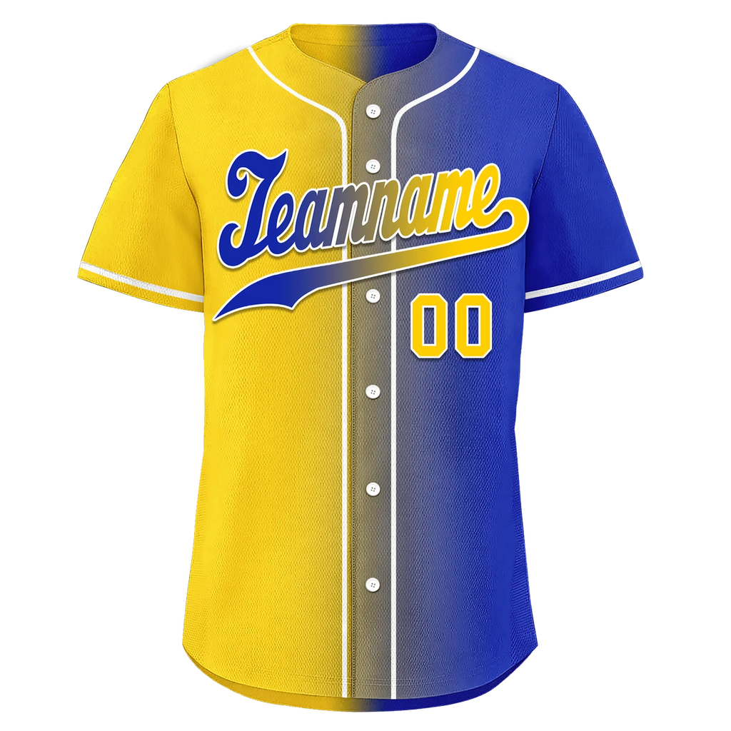 Custom Yellow Blue Gradient Fashion Personalized Authentic Baseball Jersey BSBJ01-D0a7098 - Coolcustomize