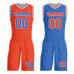 Custom Orange Blue Classic Style Reversible Basketball Uniform Personalized Ordinary BBJR-D017040