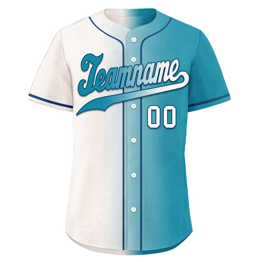 Custom White Blue Gradient Fashion Personalized Authentic Baseball Jersey BSBJ01-D0a7ab0 - Coolcustomize