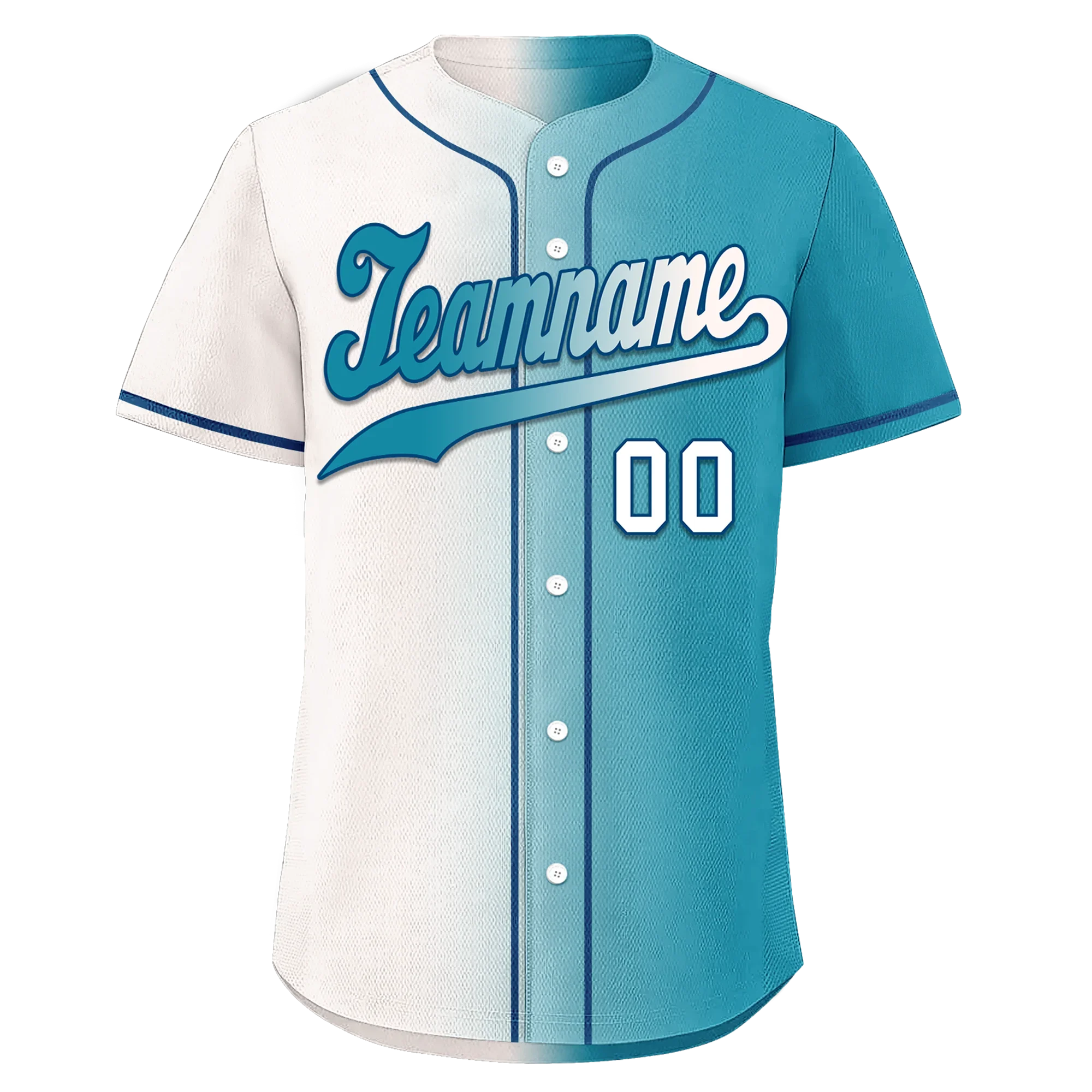 Custom White Blue Gradient Fashion Personalized Authentic Baseball Jersey BSBJ01-D0a7ab0 - Coolcustomize