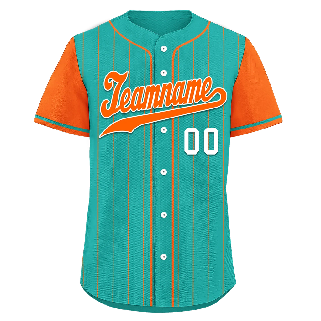 Custom Cyan Orange Stripe Fashion Personalized Authentic Baseball Jersey BSBJ01-D017233 - Coolcustomize