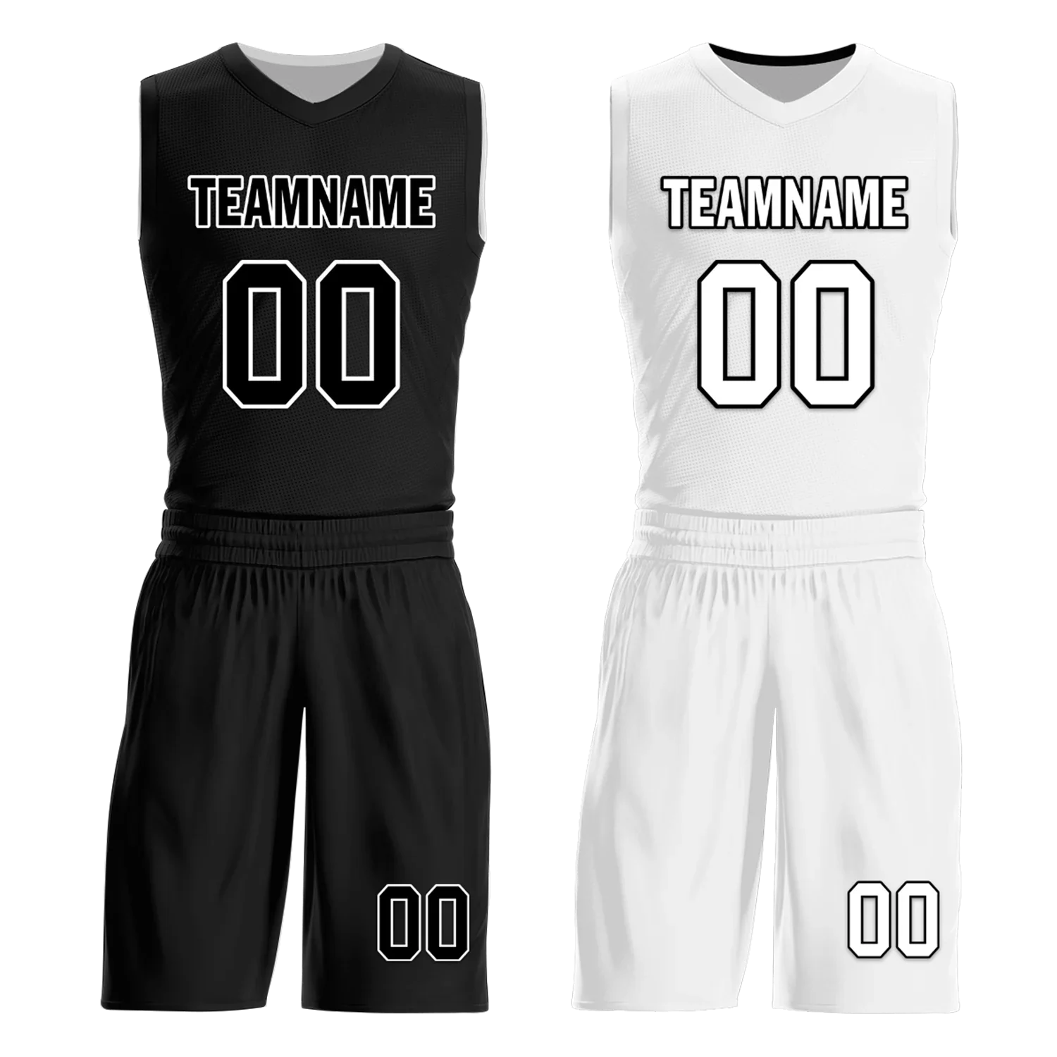 Custom Black White Classic Style Reversible Basketball Uniform Personalized Ordinary BBJR-D017007 - Coolcustomize
