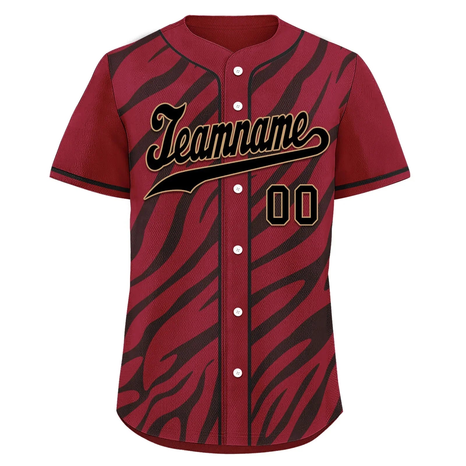 Custom Burgundy Black Zebra Pattern Personalized Authentic Baseball Jersey BSBJ01-D020201-10 - Coolcustomize