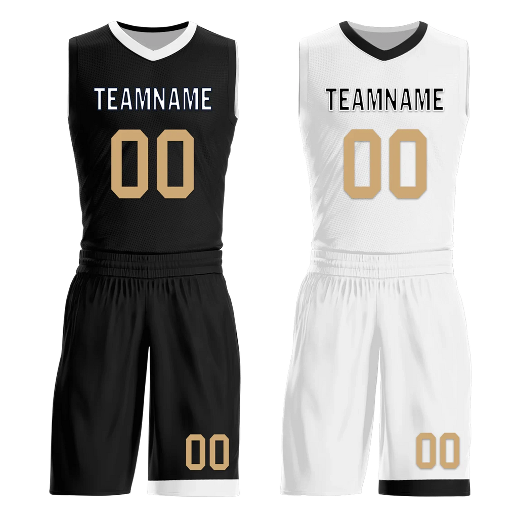 Custom Black White Classic Style Reversible Basketball Uniform Personalized Ordinary BBJR-D017044 - Coolcustomize