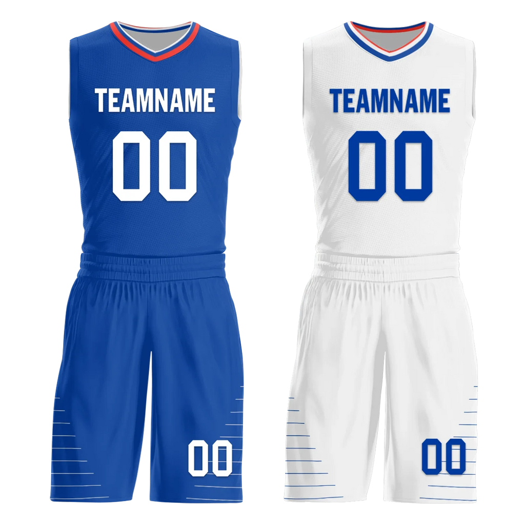 Custom Blue White Classic Style Reversible Basketball Uniform Personalized Ordinary BBJR-D017031 - Coolcustomize