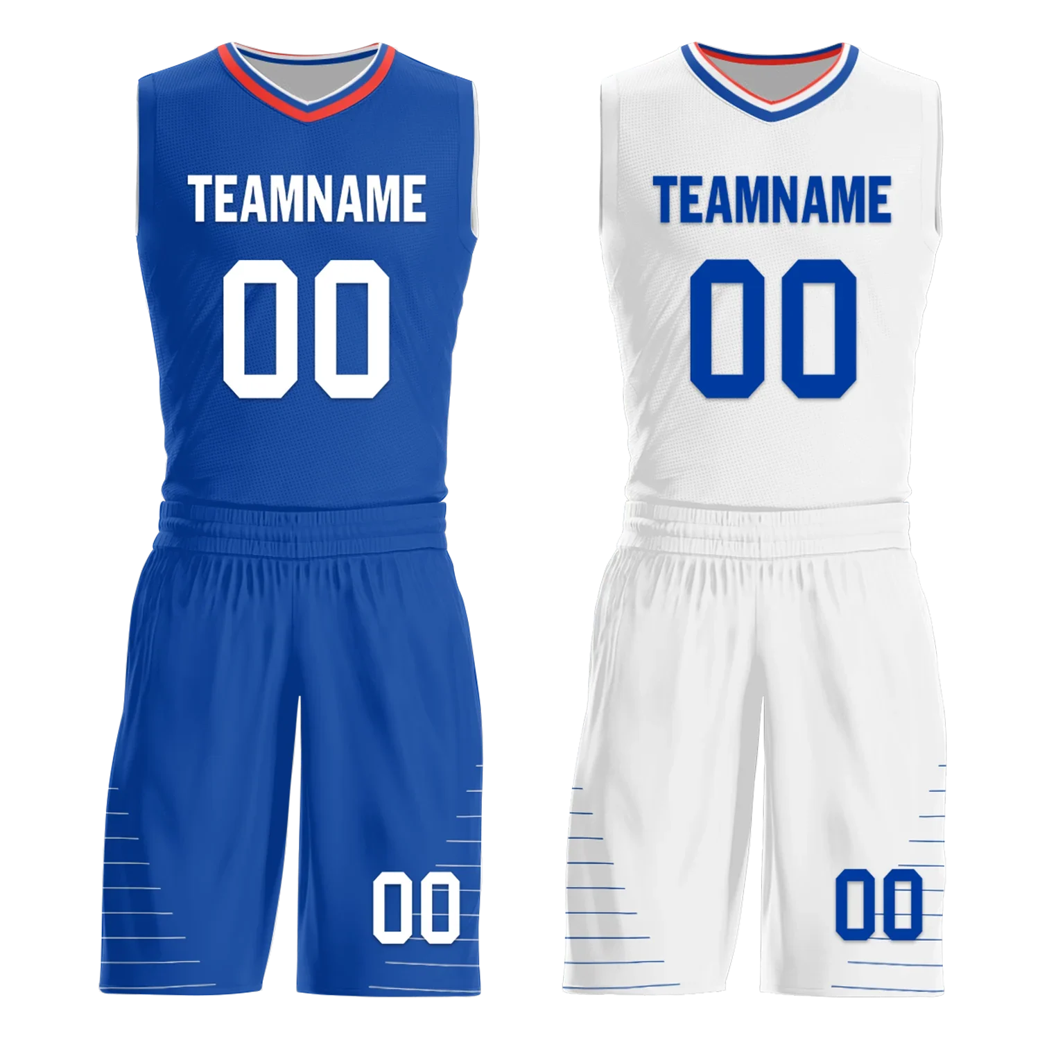 Custom Blue White Classic Style Reversible Basketball Uniform Personalized Ordinary BBJR-D017031 - Coolcustomize