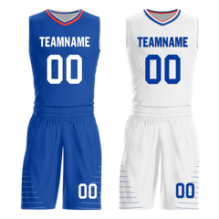 Custom Blue White Classic Style Reversible Basketball Uniform Personalized Ordinary BBJR-D017031