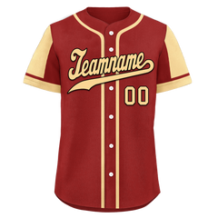 Custom Red Yellow Raglan Sleeves Personalized Authentic Baseball Jersey BSBJ01-D017195