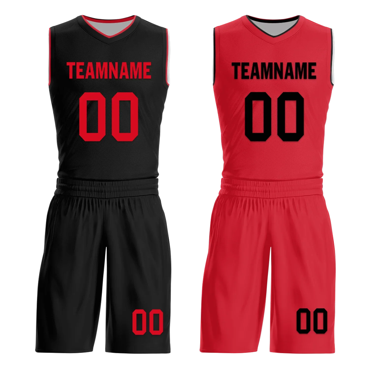 Custom Black Red Classic Style Reversible Basketball Uniform Personalized Ordinary BBJR-D017018 - Coolcustomize