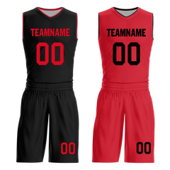 Custom Black Red Classic Style Reversible Basketball Uniform Personalized Ordinary BBJR-D017018