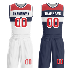 Custom White Blue Classic Style Reversible Basketball Uniform Personalized Ordinary BBJR-D017023