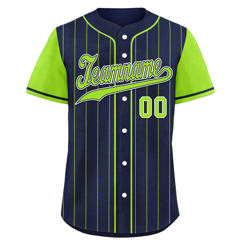Custom Blue Green Stripe Fashion Personalized Authentic Baseball Jersey BSBJ01-D017231 - Coolcustomize