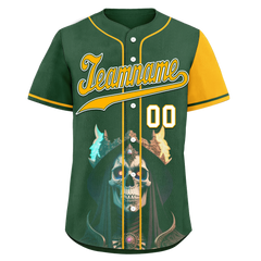 Custom Green Yellow Skull Fashion Personalized Authentic Baseball Jersey BSBJ01-D017154