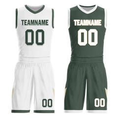 Custom White Green Classic Style Reversible Basketball Uniform Personalized Ordinary BBJR-D017010