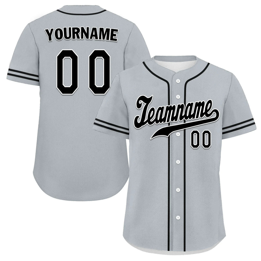 Custom Grey Classic Style Black Personalized Authentic Baseball Jersey UN002-bd0b00d8-d - Coolcustomize