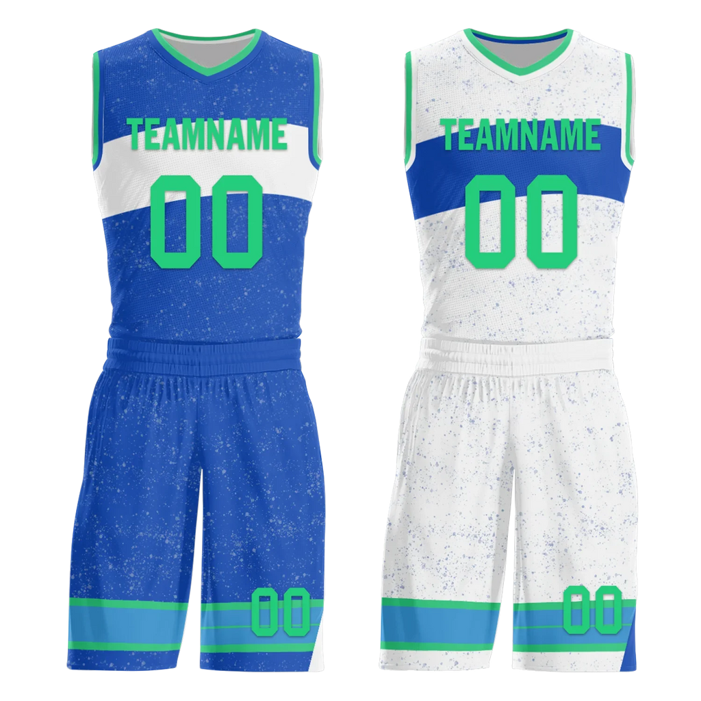 Custom Blue White Classic Style Reversible Basketball Uniform Personalized Ordinary BBJR-D017009 - Coolcustomize