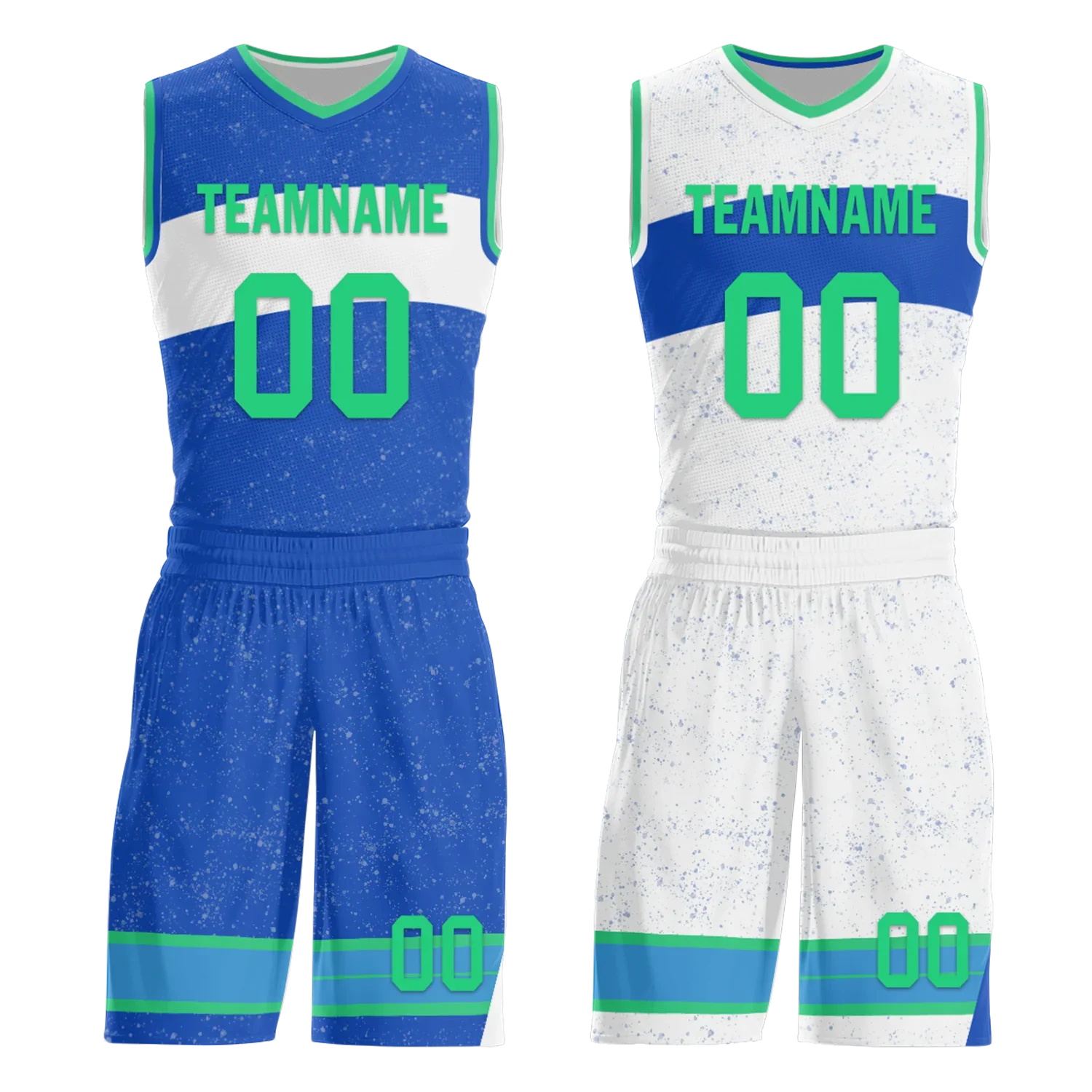 Custom Blue White Classic Style Reversible Basketball Uniform Personalized Ordinary BBJR-D017009 - Coolcustomize