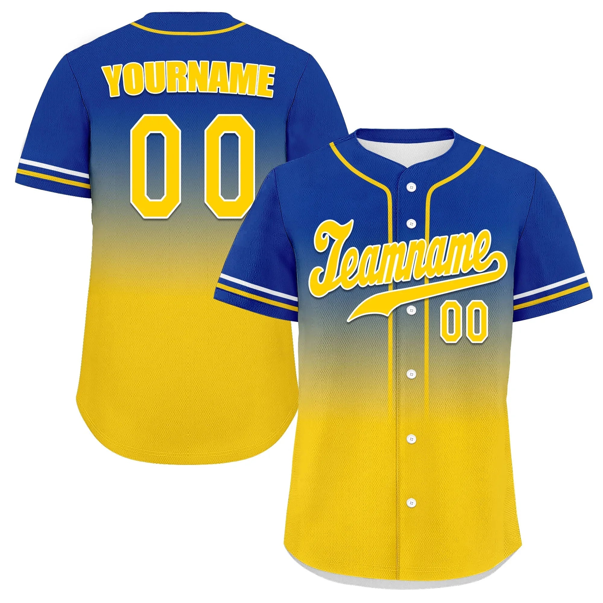 Custom Blue Yellow Fade Fashion Personalized Authentic Baseball Jersey UN002-bd0b007b-a0 - Coolcustomize