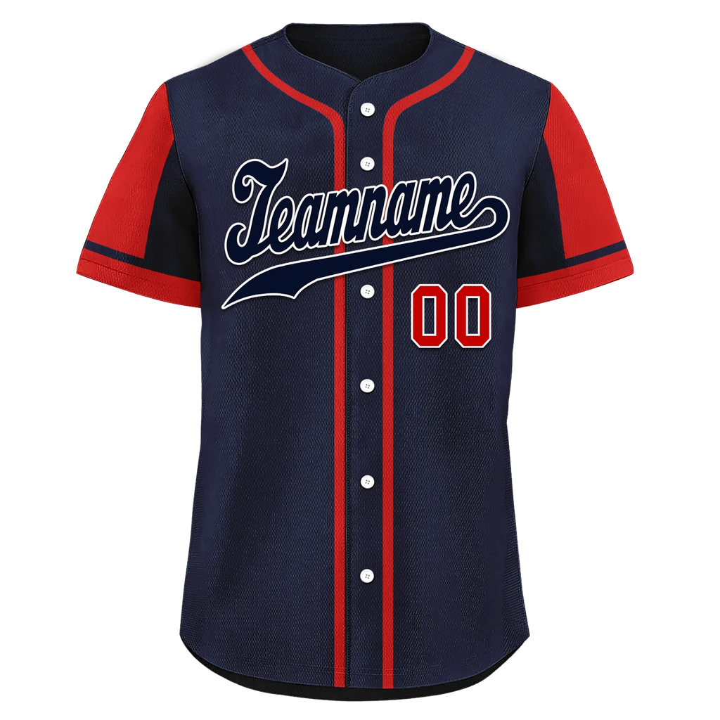 Custom Blue Red Raglan Sleeves Personalized Authentic Baseball Jersey BSBJ01-D017180 - Coolcustomize