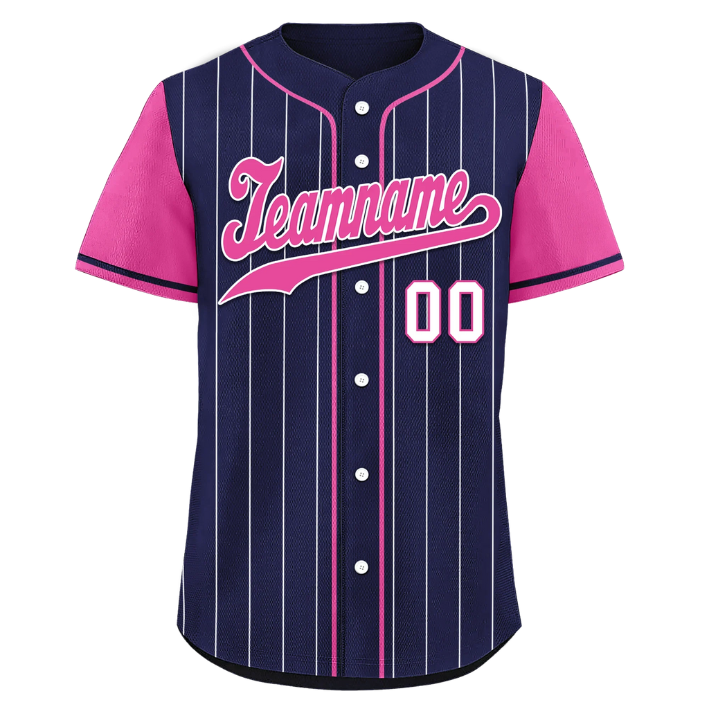 Custom Blue Pink Stripe Fashion Personalized Authentic Baseball Jersey BSBJ01-D017227 - Coolcustomize