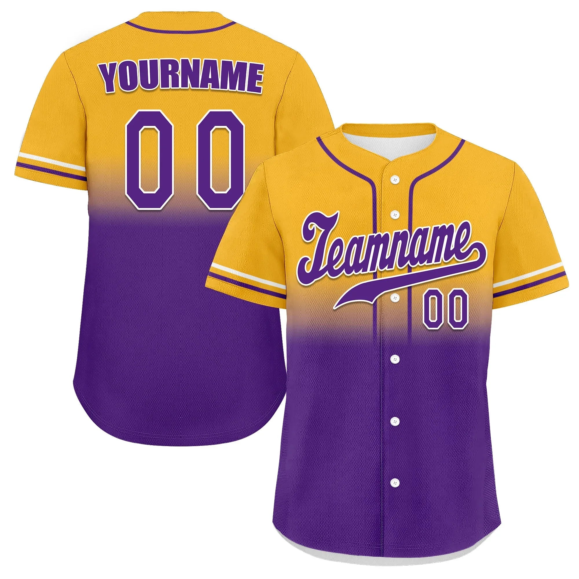 Custom Yellow Purple Fade Fashion Personalized Authentic Baseball Jersey UN002-bd0b007b-7 - Coolcustomize