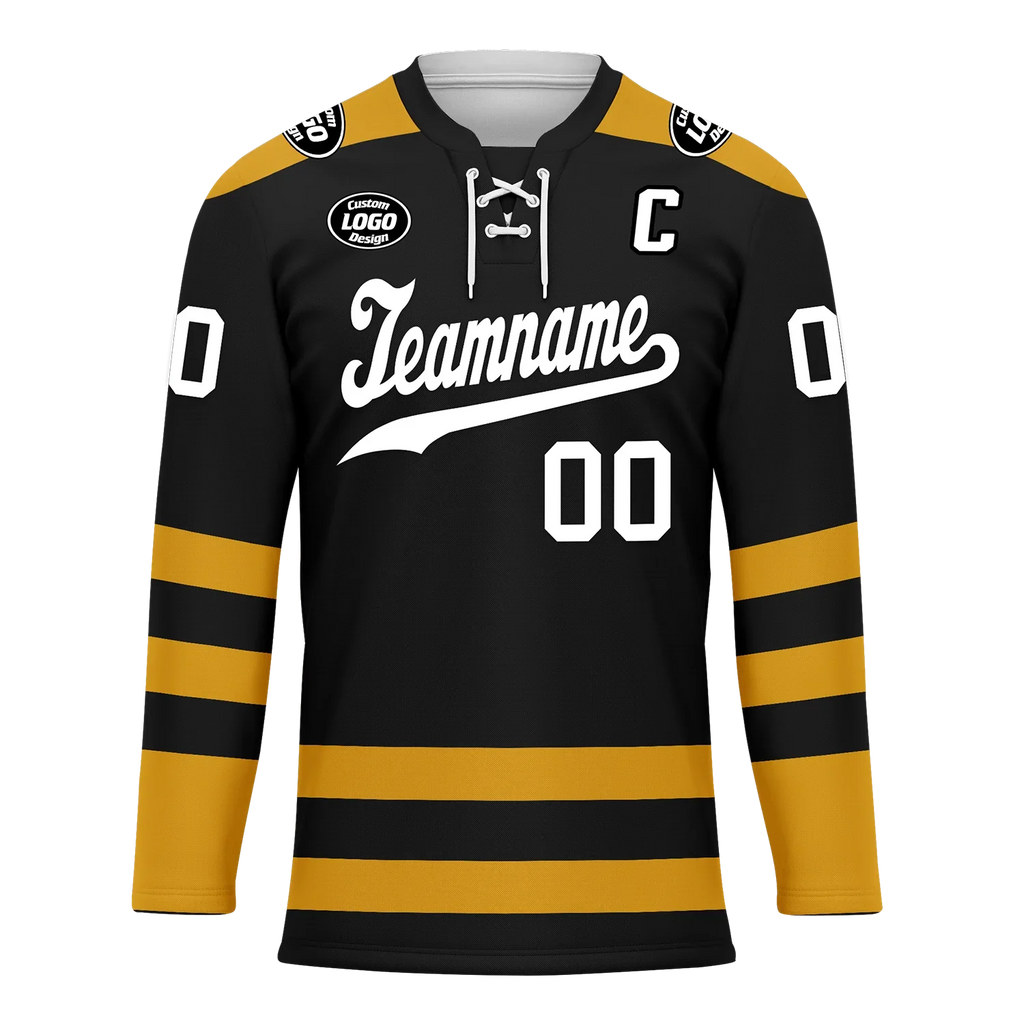 Custom Black Yellow Personalized Hockey Jersey HCKJ01-D0a70ee - Coolcustomize