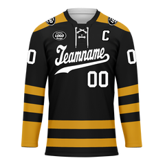 Custom Black Yellow Personalized Hockey Jersey HCKJ01-D0a70ee