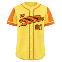 Custom Yellow Orange Raglan Sleeves Personalized Authentic Baseball Jersey BSBJ01-D017204