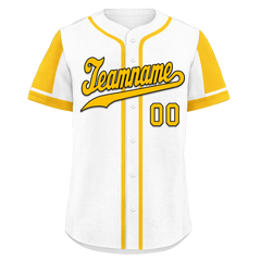 Custom White Gold Raglan Sleeves Personalized Authentic Baseball Jersey BSBJ01-D017165