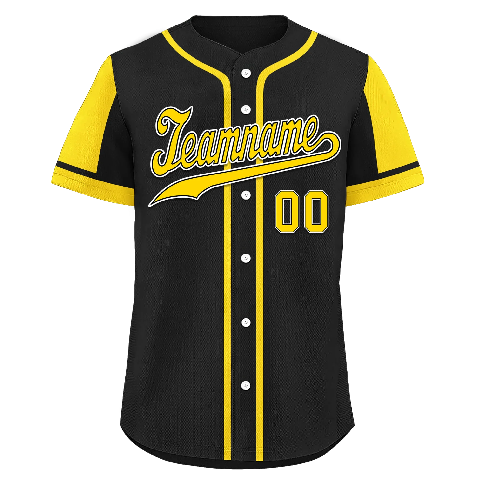 Custom Black Yellow Raglan Sleeves Personalized Authentic Baseball Jersey BSBJ01-D017171 - Coolcustomize