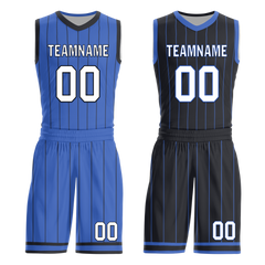 Custom Blue Black Classic Style Reversible Basketball Uniform Personalized Ordinary BBJR-D017055