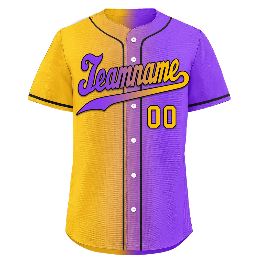 Custom Yellow Pink Gradient Fashion Personalized Authentic Baseball Jersey BSBJ01-D0a7a0a - Coolcustomize