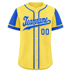 Custom Yellow Blue Raglan Sleeves Personalized Authentic Baseball Jersey BSBJ01-D017205