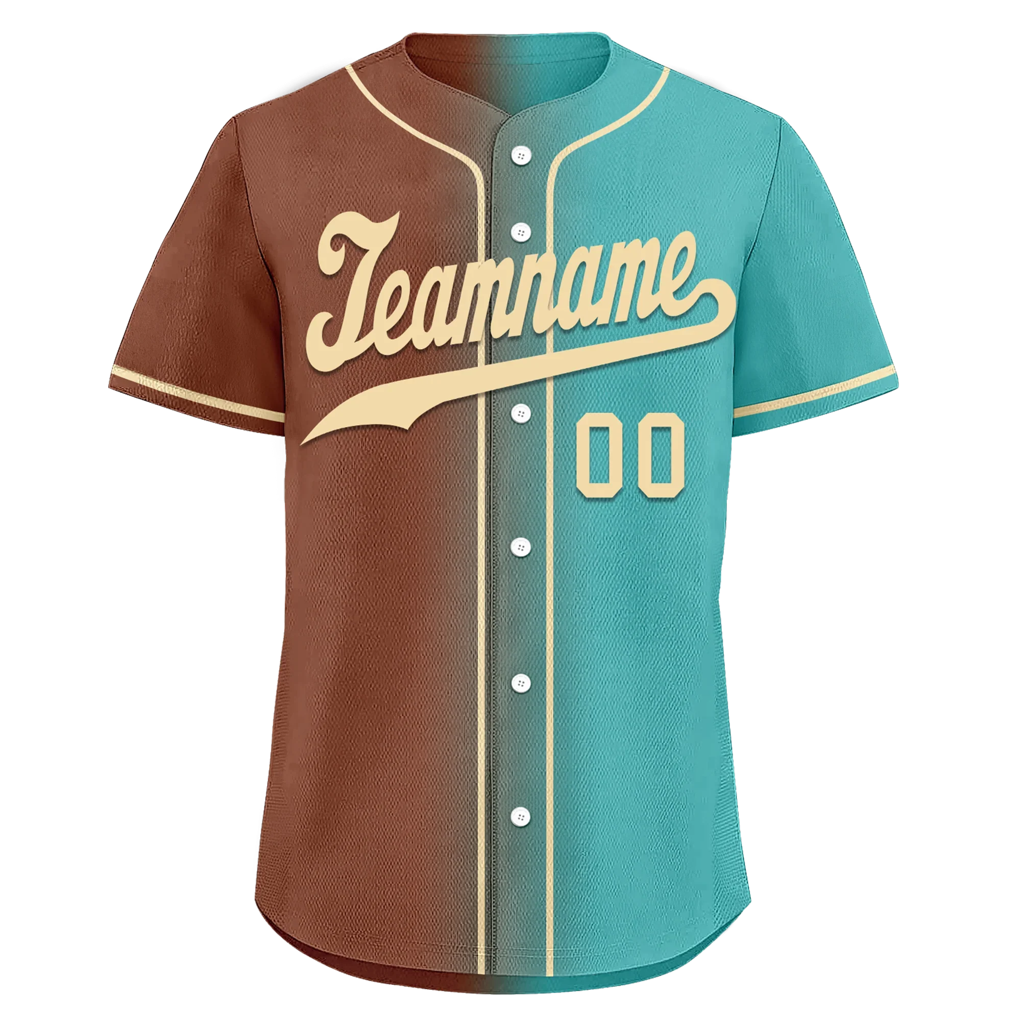 Custom Brown Cyan Gradient Fashion Personalized Authentic Baseball Jersey BSBJ01-D0a7088 - Coolcustomize