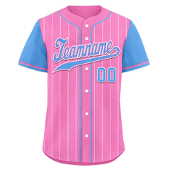 Custom Pink Blue Stripe Fashion Personalized Authentic Baseball Jersey BSBJ01-D017229