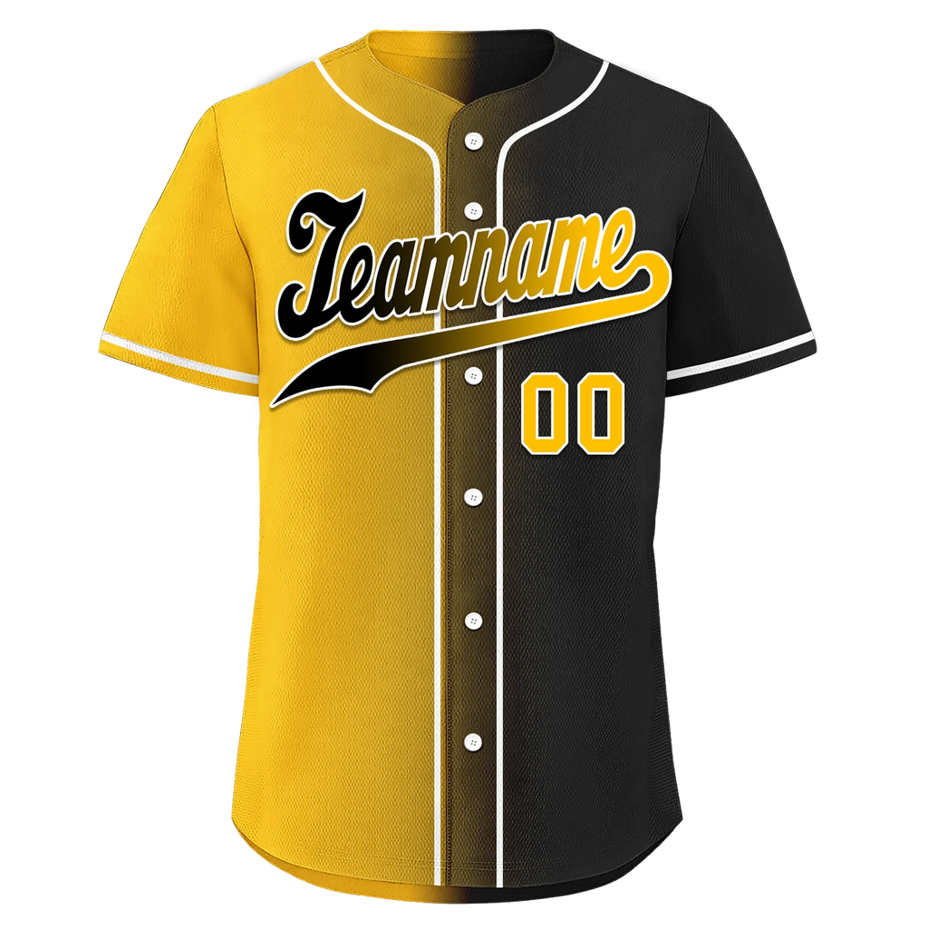 Custom Yellow Black Gradient Fashion Personalized Authentic Baseball Jersey BSBJ01-D0a7a00 - Coolcustomize