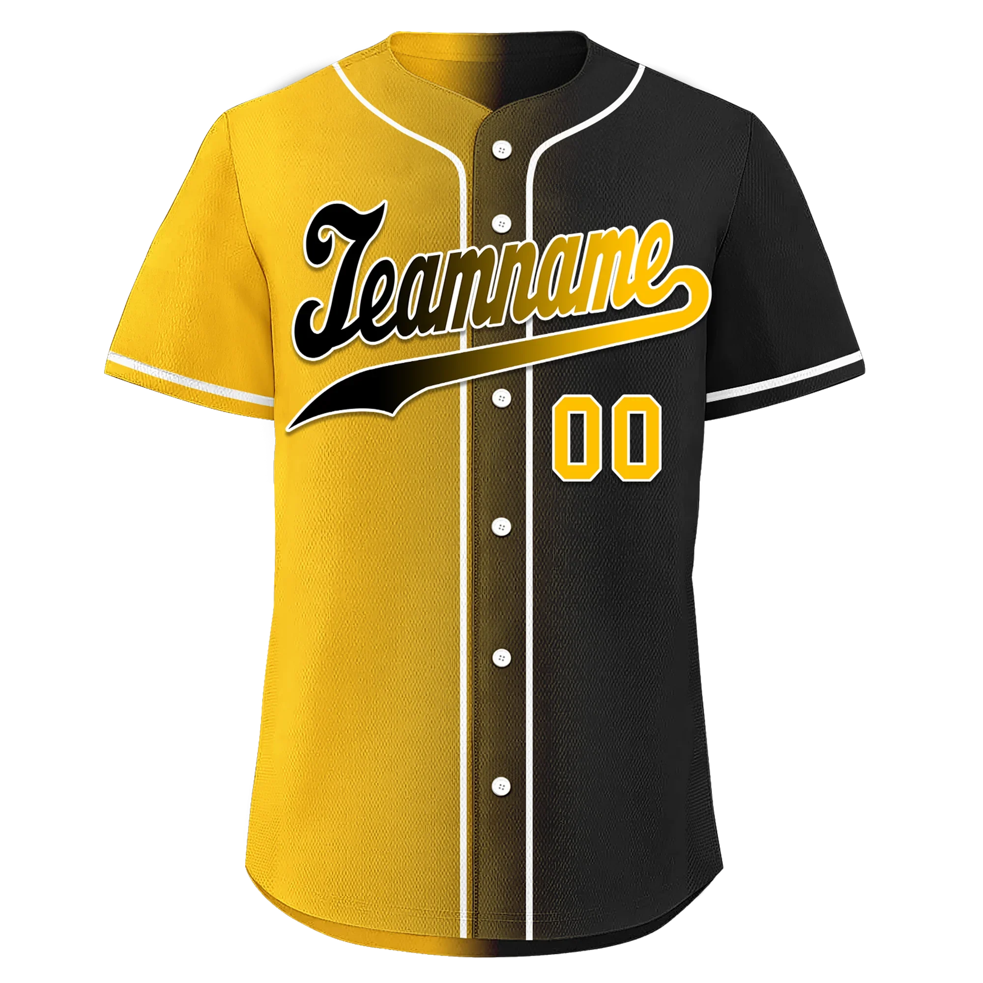 Custom Yellow Black Gradient Fashion Personalized Authentic Baseball Jersey BSBJ01-D0a7a00 - Coolcustomize
