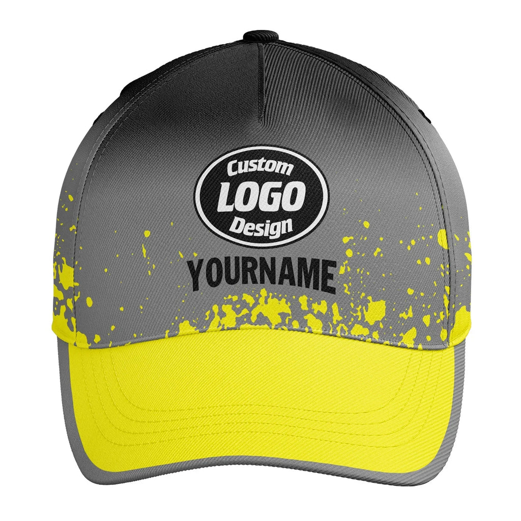 Custom Gray Yellow Hat Sport Design Cap Stitched Adjustable Personalized YW061-D020231-9 - Coolcustomize