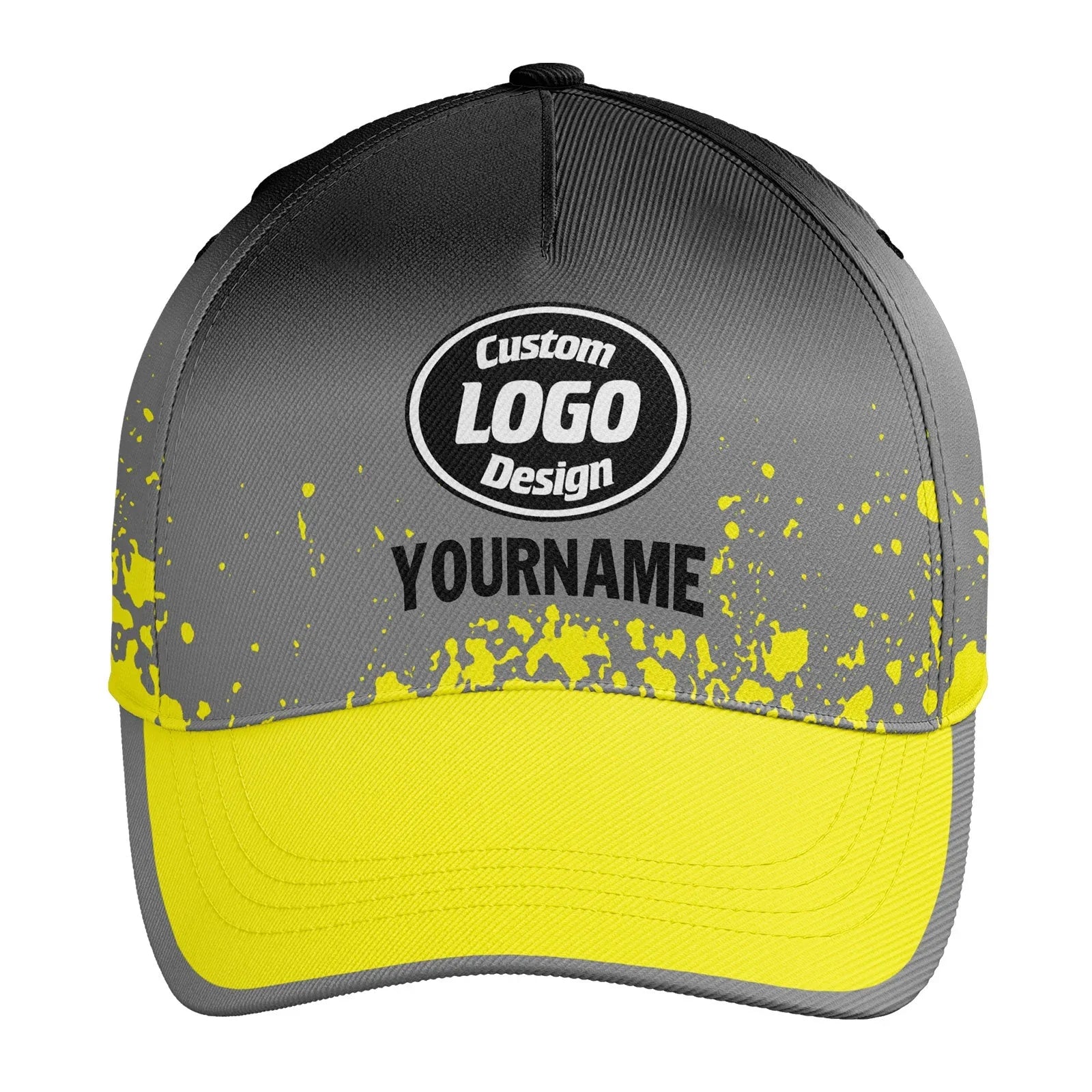 Custom Gray Yellow Hat Sport Design Cap Stitched Adjustable Personalized YW061-D020231-9 - Coolcustomize
