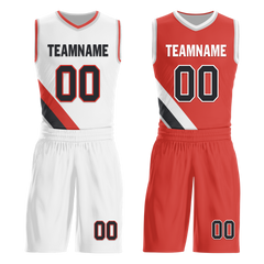 Custom White Red Classic Style Reversible Basketball Uniform Personalized Ordinary BBJR-D017037