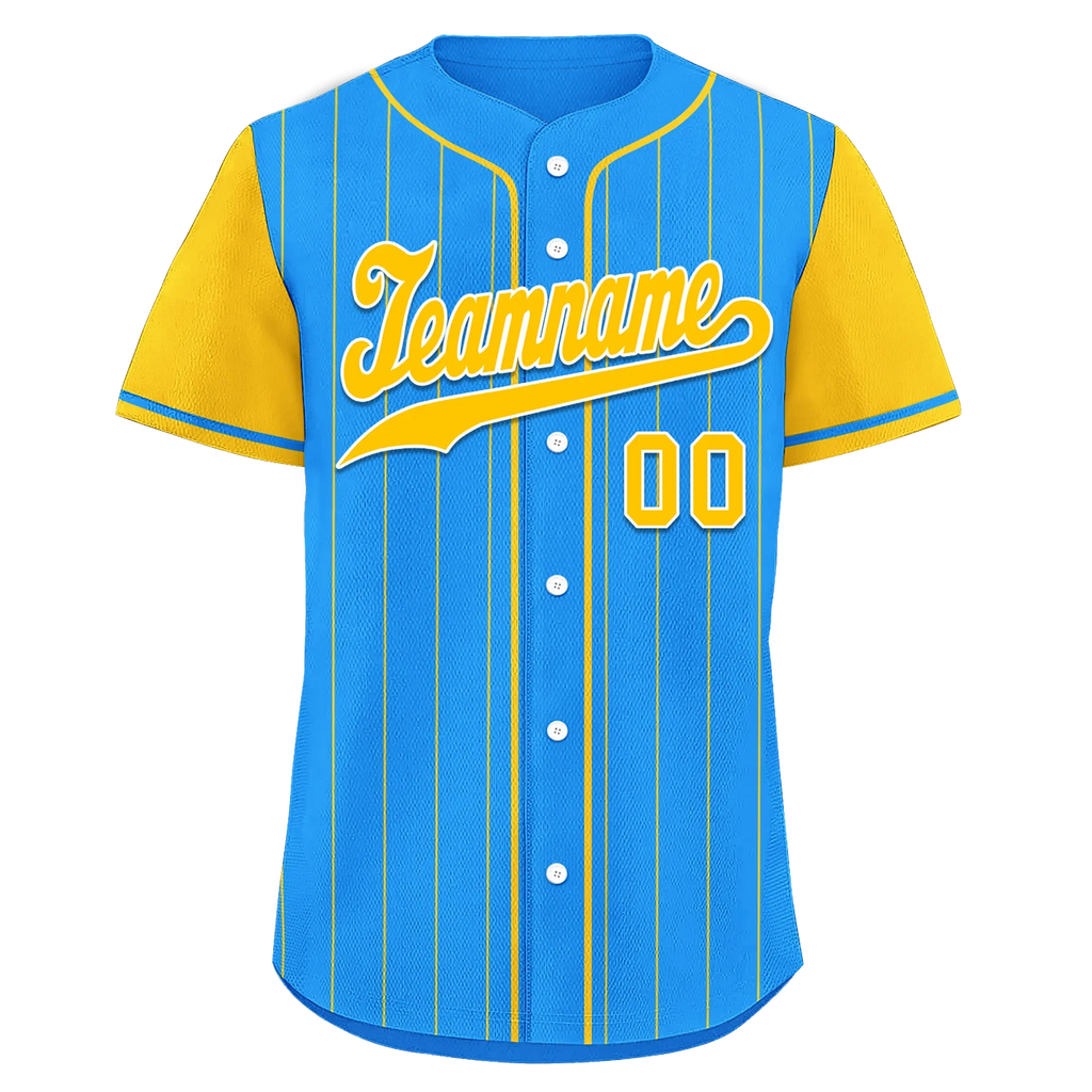 Custom Blue Yellow Stripe Fashion Personalized Authentic Baseball Jersey BSBJ01-D017212 - Coolcustomize