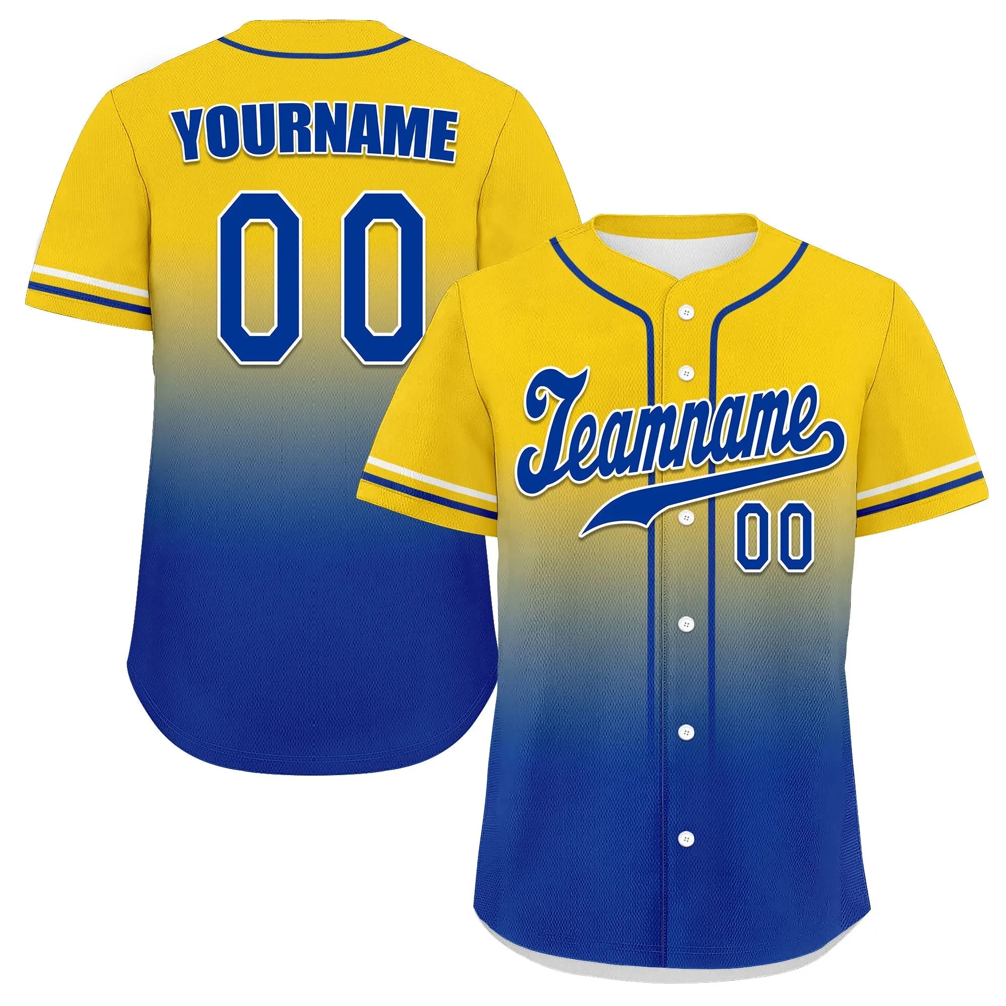 Custom Yellow Blue Fade Fashion Personalized Authentic Baseball Jersey UN002-bd0b007b-aa - Coolcustomize
