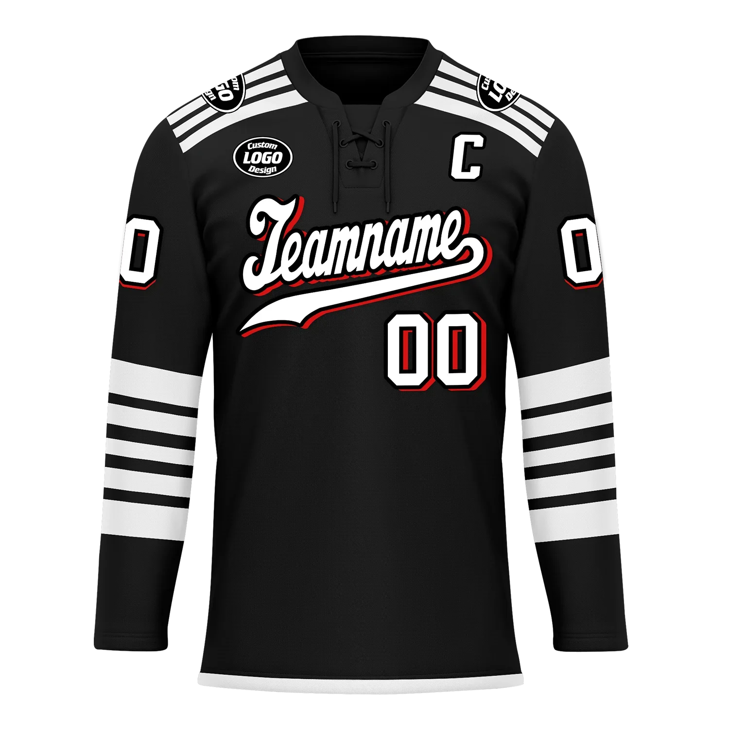 Custom Black White Personalized Hockey Jersey HCKJ01-D0a700d - Coolcustomize